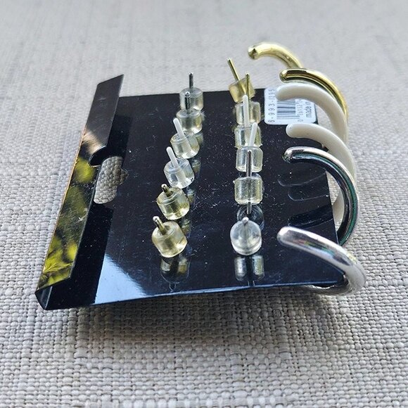 Wash and Wear Women Earrings Set of 6 Earrings White/Silver/Gold Fashion Jewelry - Picture 6 of 8